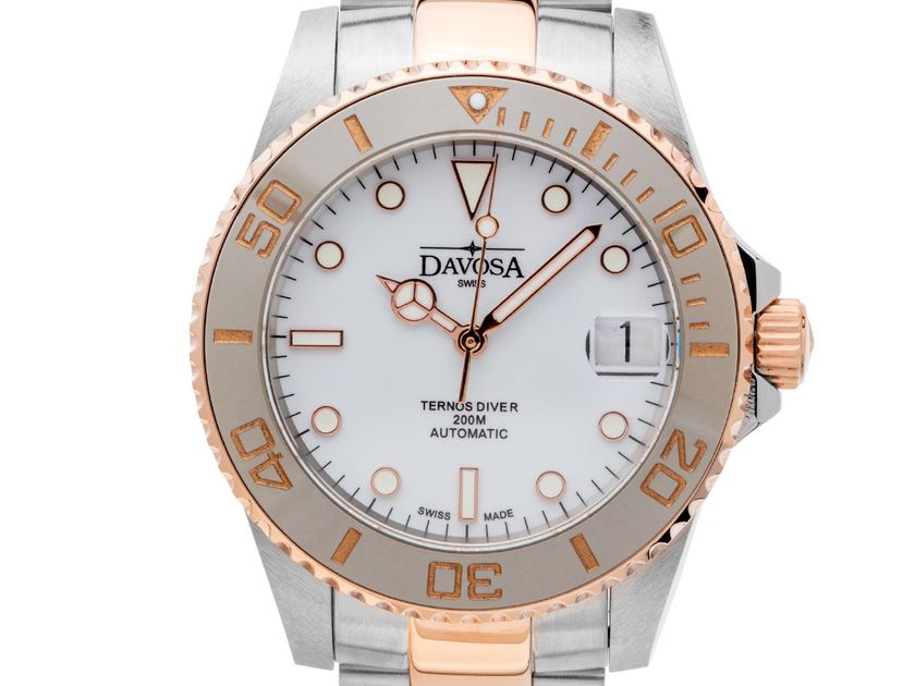 Davosa Ternos Medium Stahl PVD Rosé Keramik Automatik Armband Stahl PVD Rosé 37mm Box&Pap. Full Set Neu