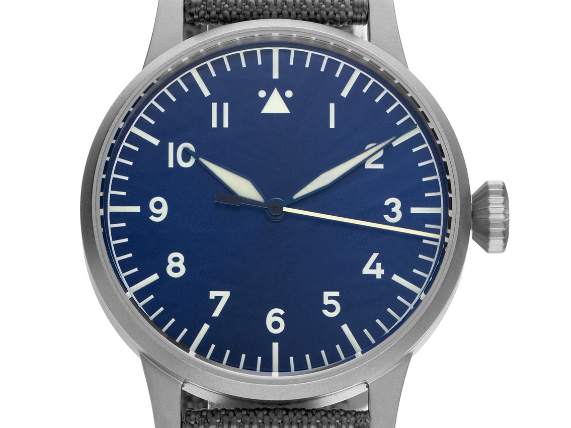 Laco Fliegeruhr Münster Blaue Stunde Stahl Automatik Armband Textil 42mm Box&Pap. Full Set Neu
