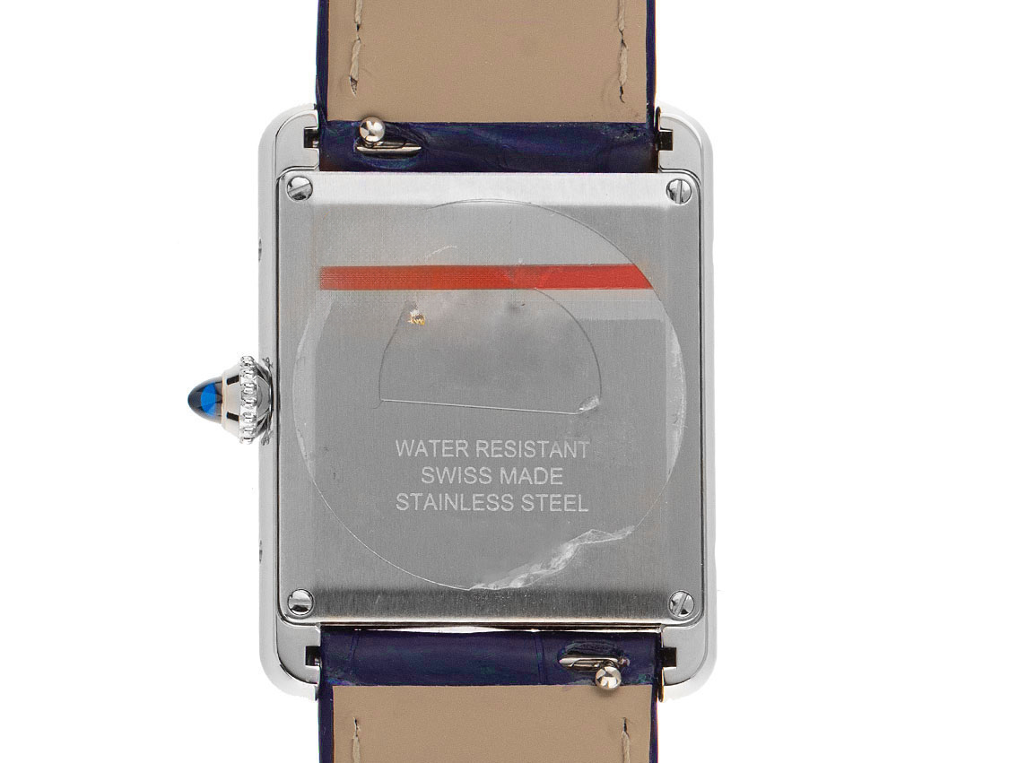 Cartier Tank Must GM großes Modell Blue - Edelstahl - Armand Leder  