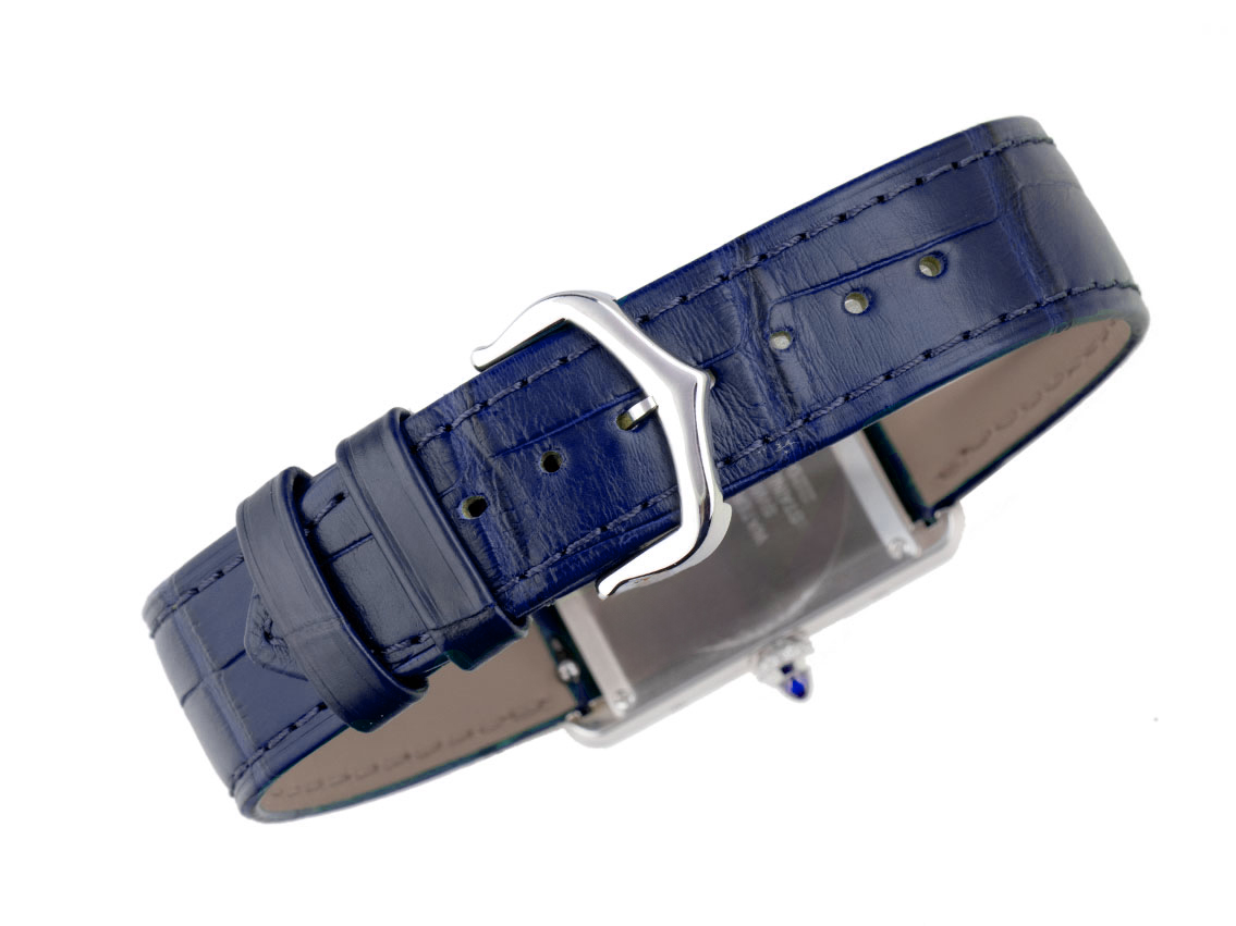 Cartier Tank Must GM großes Modell Blue - Edelstahl - Armand Leder  