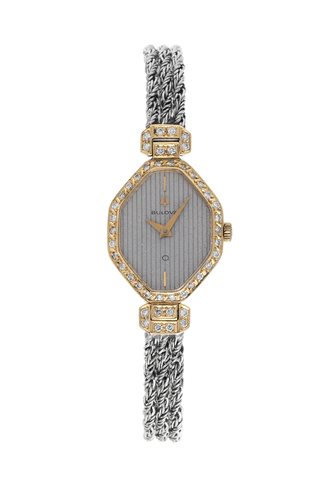 Bulova P1 Art Deco 18kt Gelbgold Wei gold Diamanten 28g Gelbgold