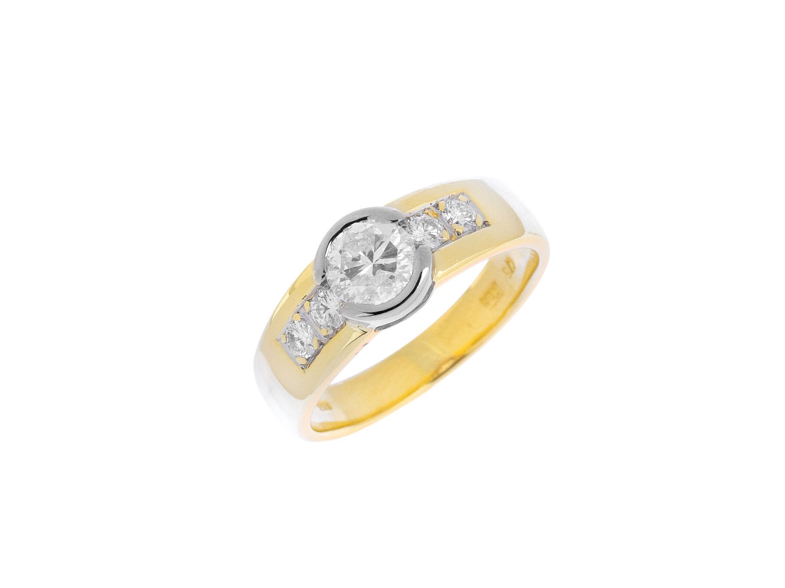 Ring Band 14kt Gelb/Weißgold 5,3g Diamanten 1,07ct