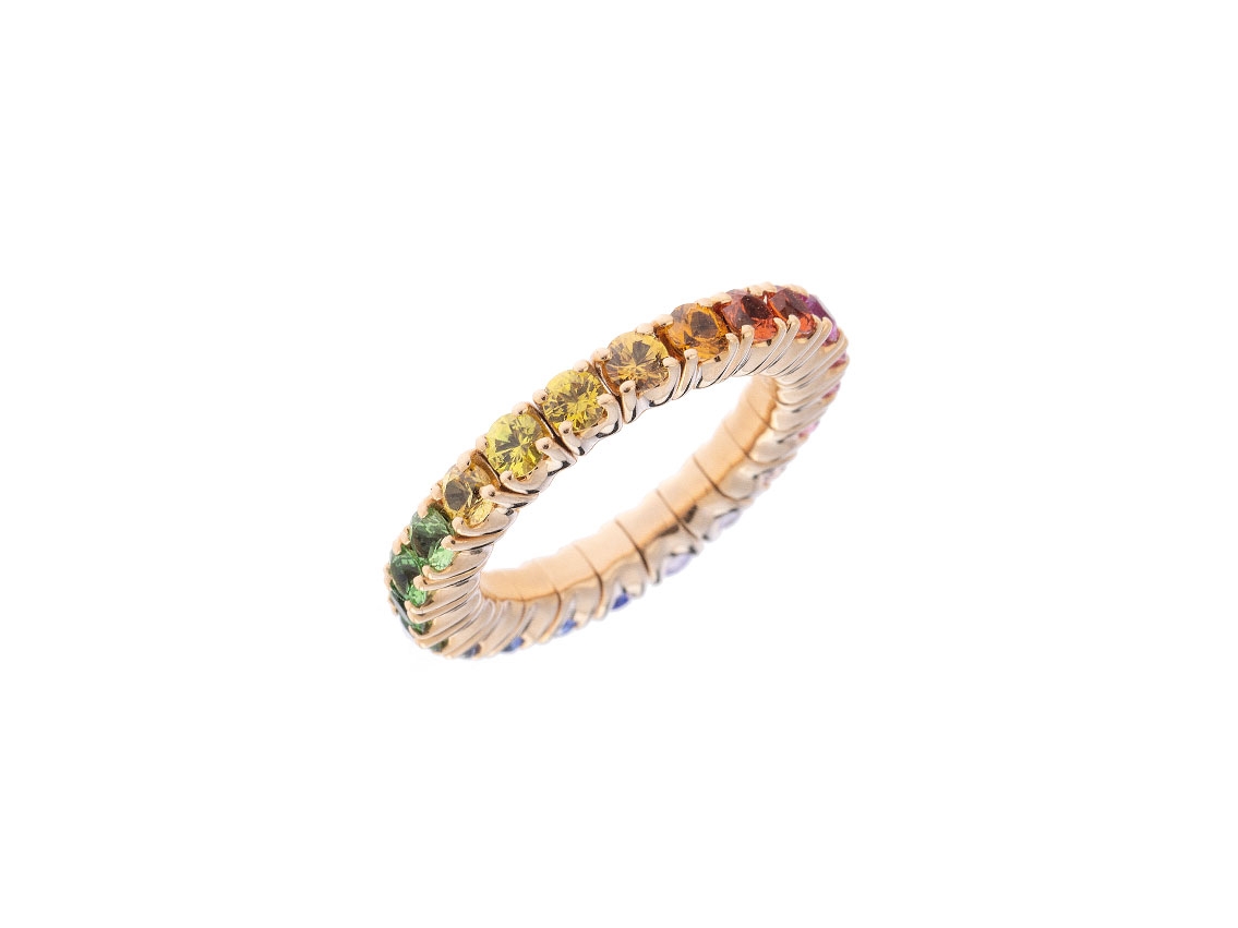 Scheffel Ring Stretch Regenbogen 18kt Gelbgold Saphire 2,8ct