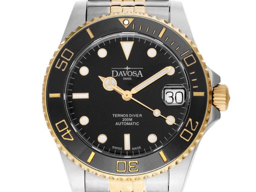 Davosa Ternos Medium Stahl PVD Gold Keramik Automatik Armband Stahl PVD Gold 36,5mm Box&Pap. Full Set Neu