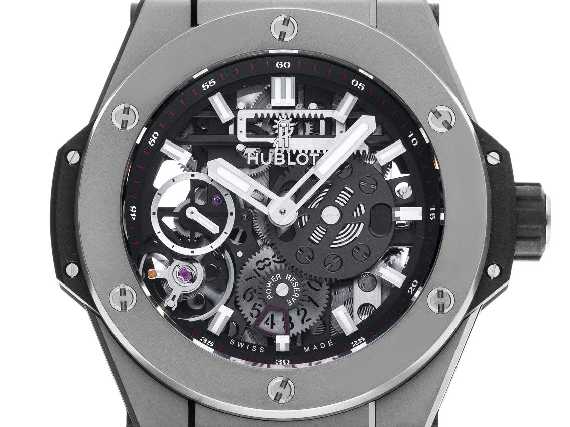 Hublot Big Bang Meca-10 Titan Handaufzug Armband Kautschuk Faltschließe 45mm Box&Pap. Full Set Ungetragen