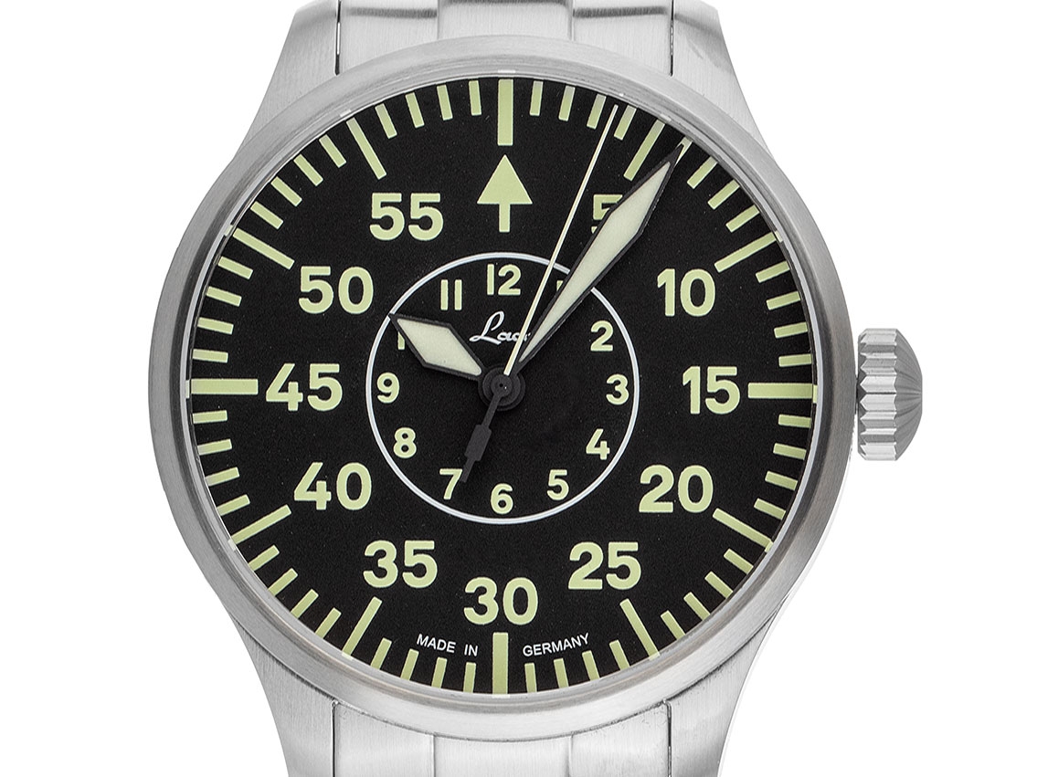 Laco Fliegeruhr Aachen Stahl Automatik Armband Leder 42mm Ref.861891.2 Box&Pap. Full Set Neu