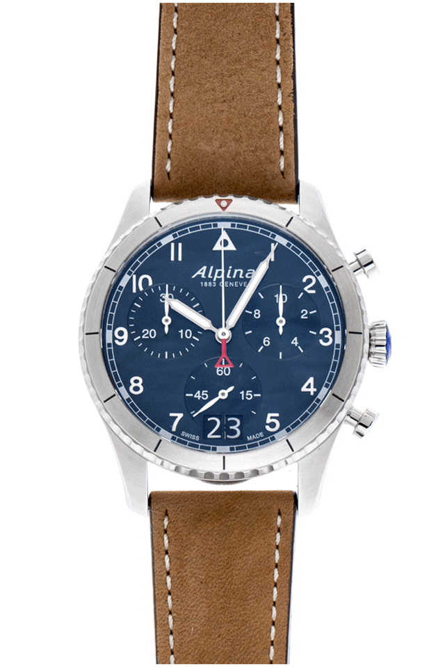 Alpina Startimer Pilot Chronograph - Edelstahl - Armand Leder  