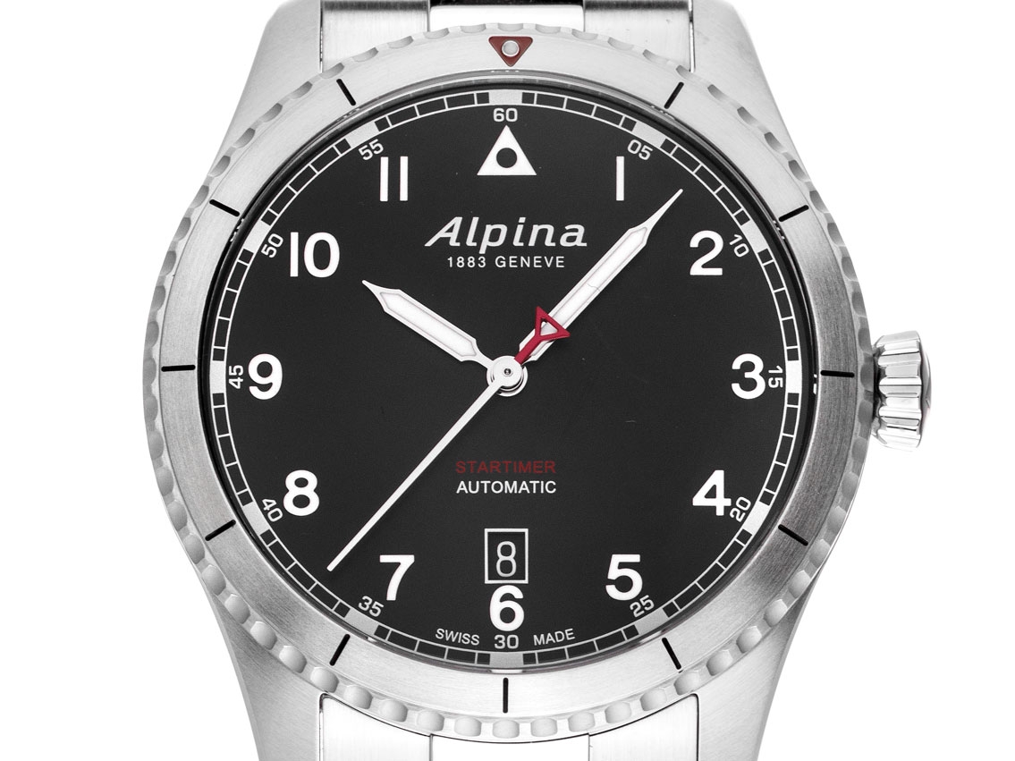 Alpina Startimer Pilot Stahl Automatik Armband Stahl 41mm Ref.AL-525BW4S26B Box&Pap. Full Set Neu
