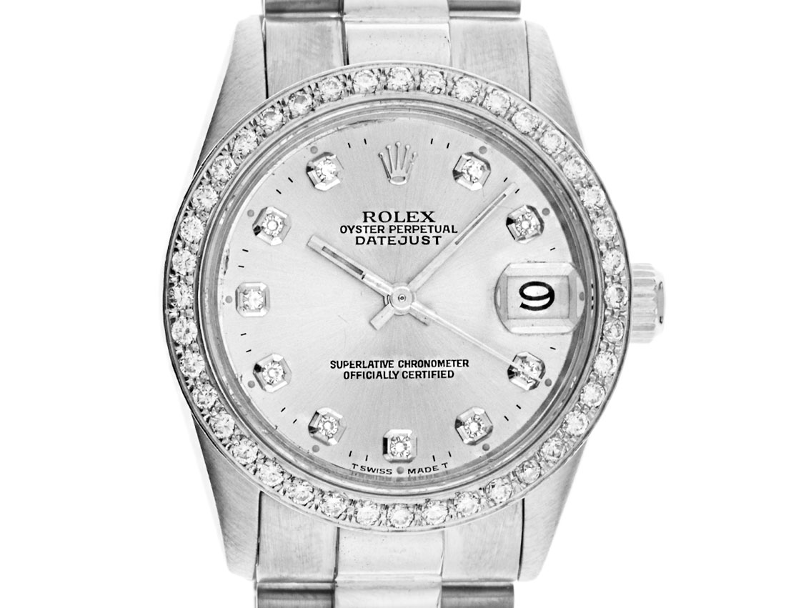 Rolex Datejust Medium 18kt Weißgold Diamanten - 18kt Weißgold  