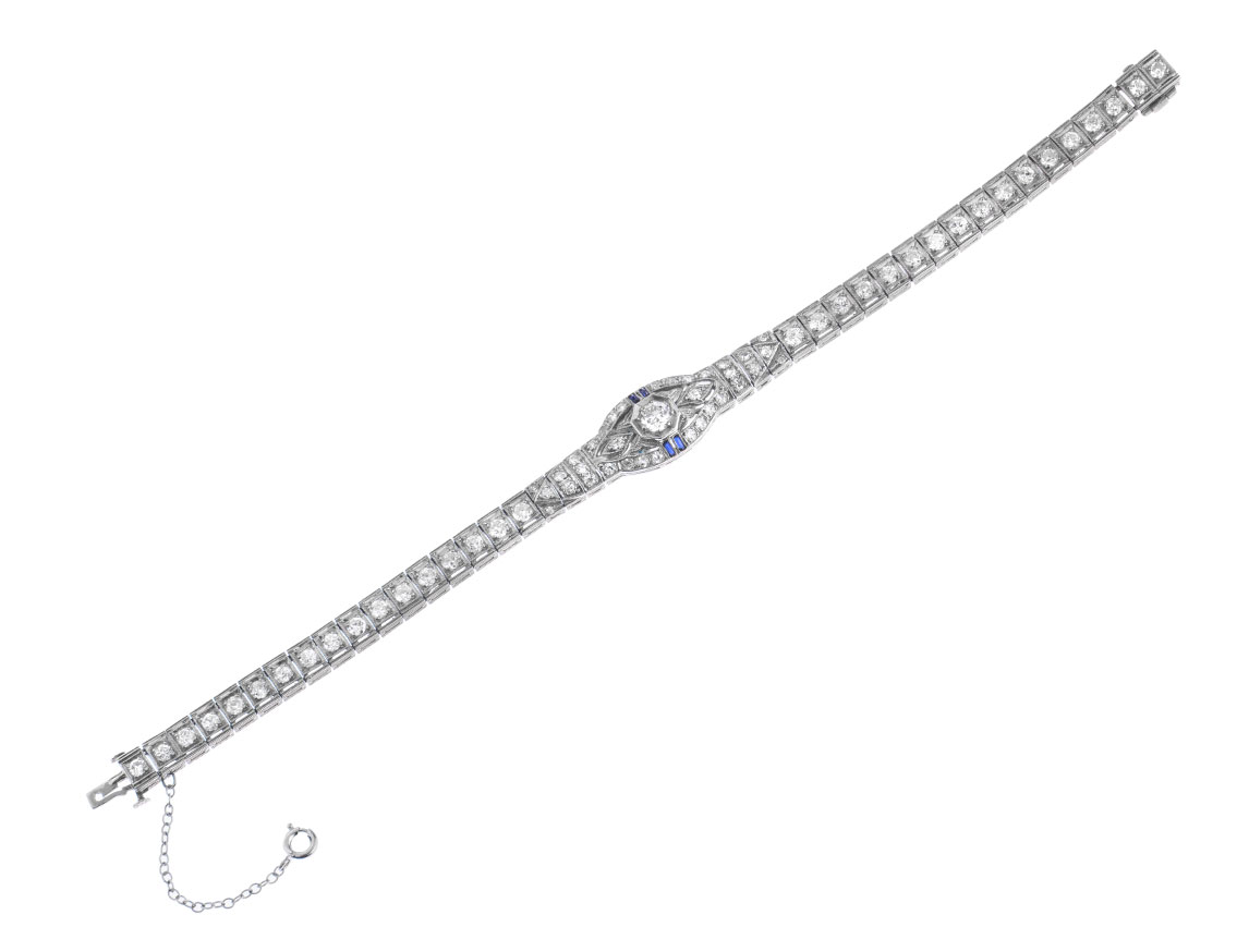 Armband 950 Platin 20,0g Diamanten 2,57ct Saphire 175mm 