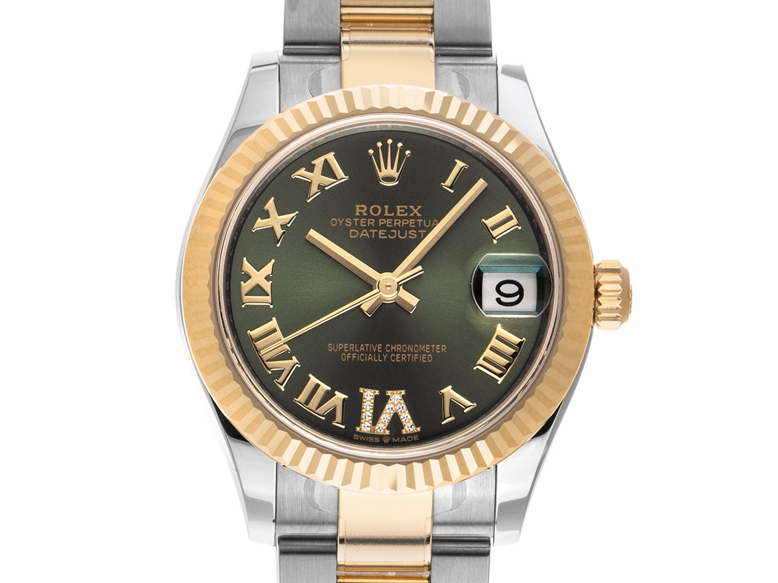 Rolex Datejust Green Dial Diamanten - Stahl / Gelbgold - Armand  
