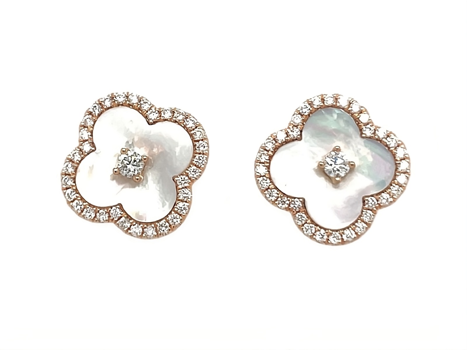 Palido Ohrstecker 18kt Roségold 3,3g Diamanten Perlmutt 0,33ct 