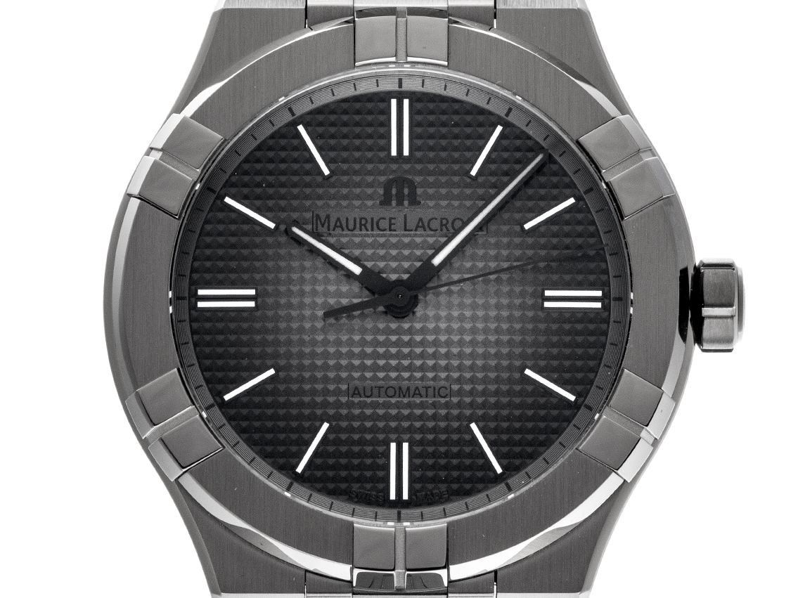 Maurice Lacroix Aikon Stahl PVD Gunmetal Automatik Armband Kautschuk 42mm Ref.AI6008-PVB00-330-2 Box&Pap. Full Set Neu