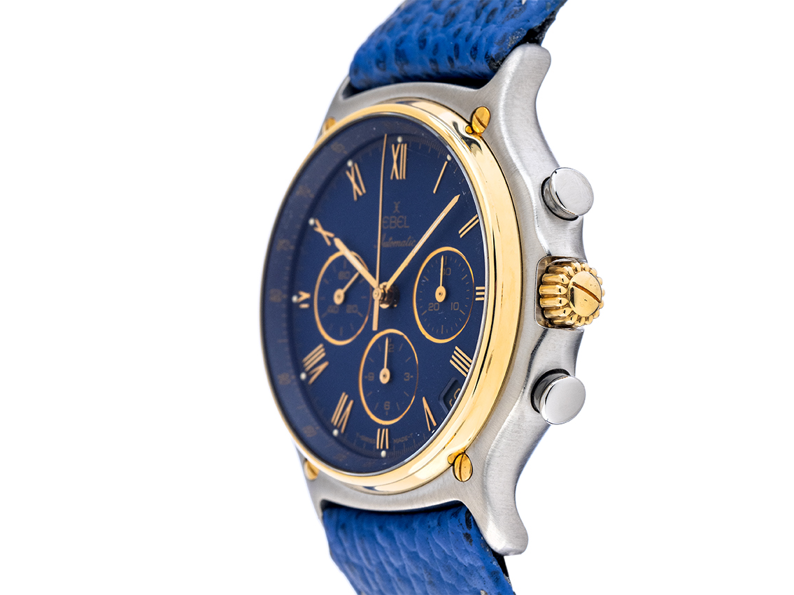 Ebel 1911 Chronograph - steel/gold - Bracelet Leder Faltschließe 