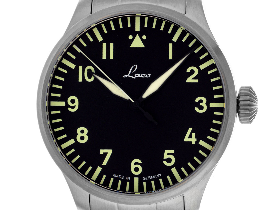 Laco Fliegeruhr Basis Augsburg Stahl Automatik Armband Stahl 42mm Ref.861895.2 Box&Pap. Full Set Neu