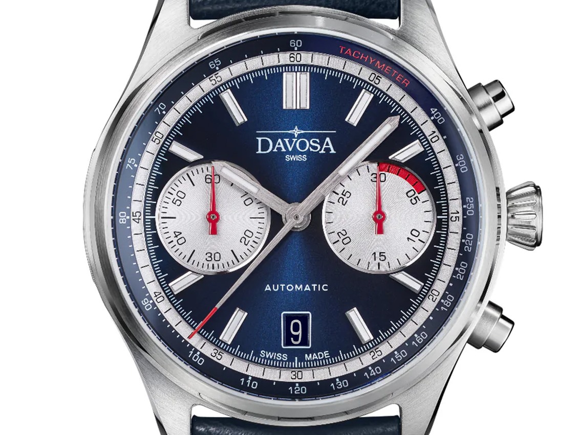 Davosa Newton Pilot Rally Chronograph Stahl Automatik Armband Leder limitiert Ref.161.536.45 Full Set Neu