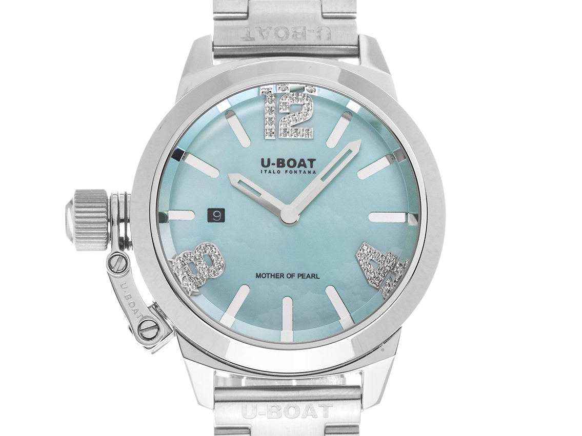 U-Boat Classico Lady Aquamarine Diamanten Perlmutt Ref.8900 Full Set Neu
