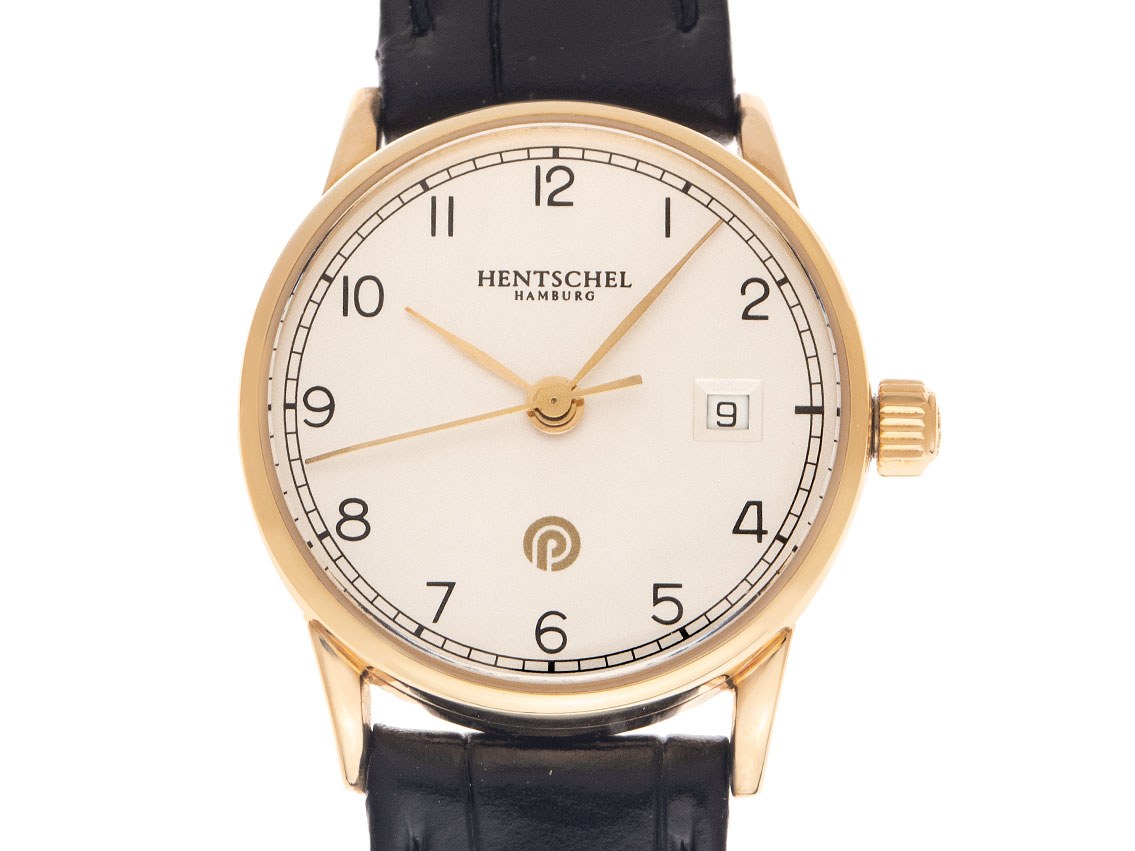 Hentschel Jubiläumsuhr - 18kt Roségold - Armand Leder - 25mm - wie  