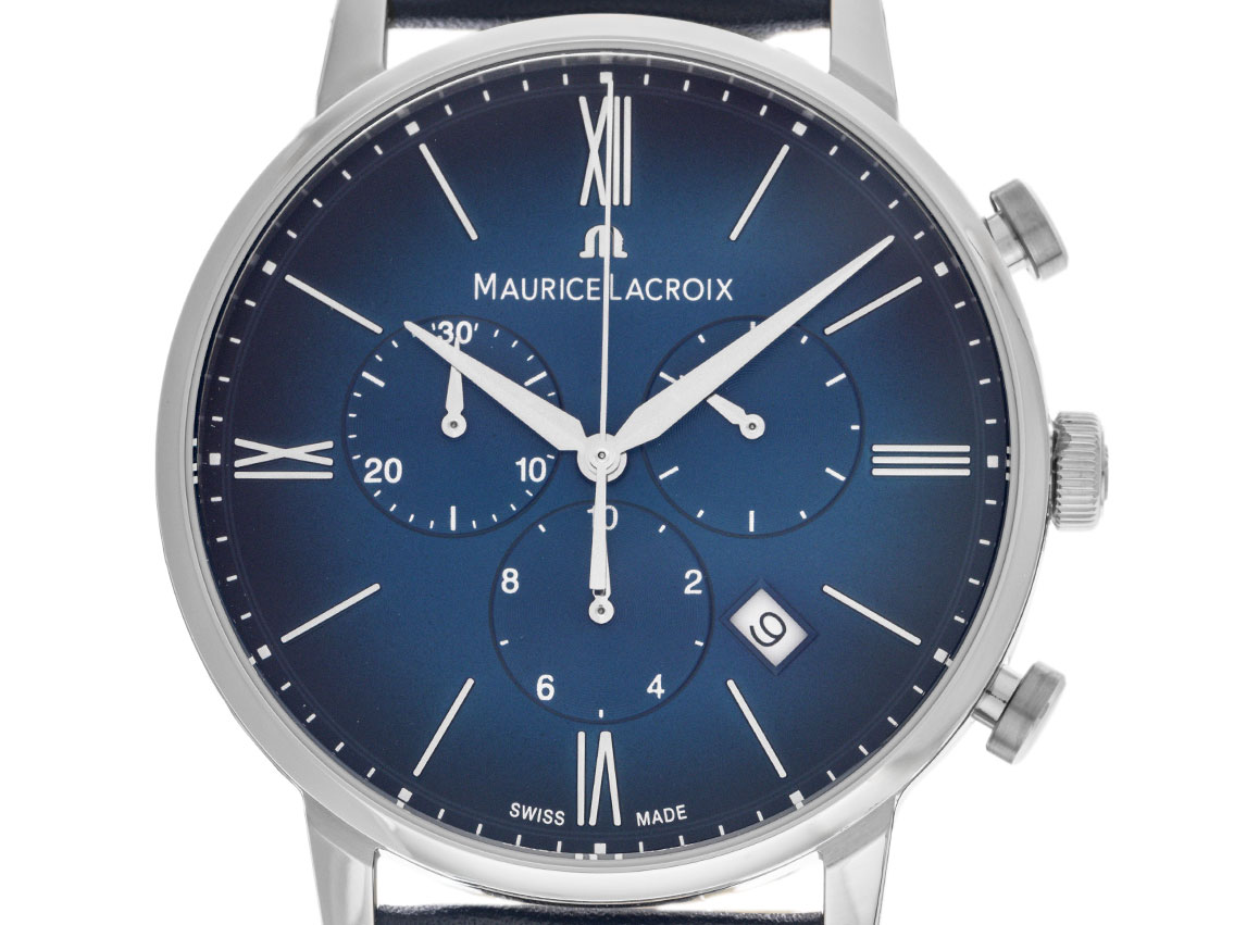 Maurice Lacroix Eliros Chronograph Stahl Quarz Armband Leder 40mm Ref.EL1098-SS001-410-4 Box&Pap. Full Set Neu