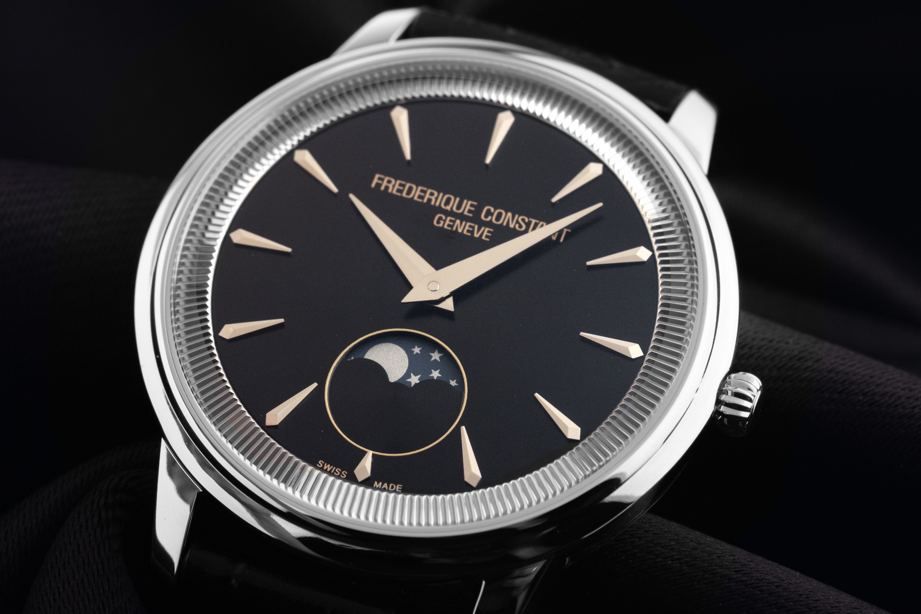 Frederique Constant Classics Mondphase Edelstahl Armand Leder Kroko 37mm Neu 10000075528 Germany Watch