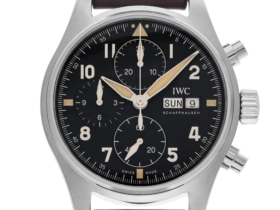 IWC Pilot s Watch Chronograph Spitfire Edelstahl Armand Leder 41mm Ungetragen 10000076700 Germany Watch