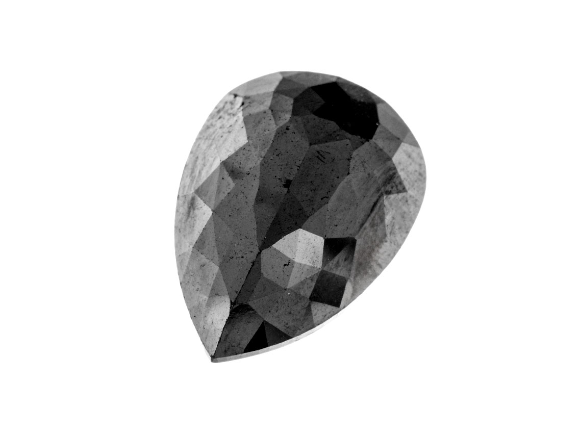 Edelstein Diamant Tropfenform facettiert Schwarz 22,8mm 27,24ct mit IGI Zertifikat
