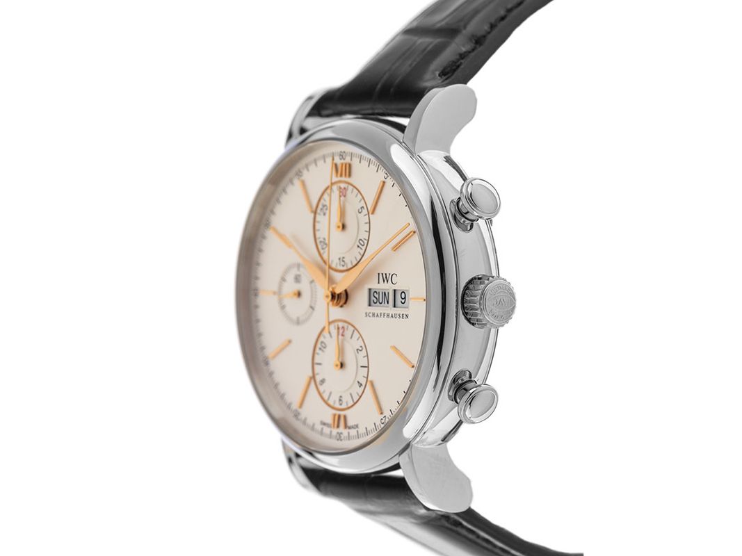 IWC Portofino Chronograph Edelstahl Armand Leder Kroko 42mm