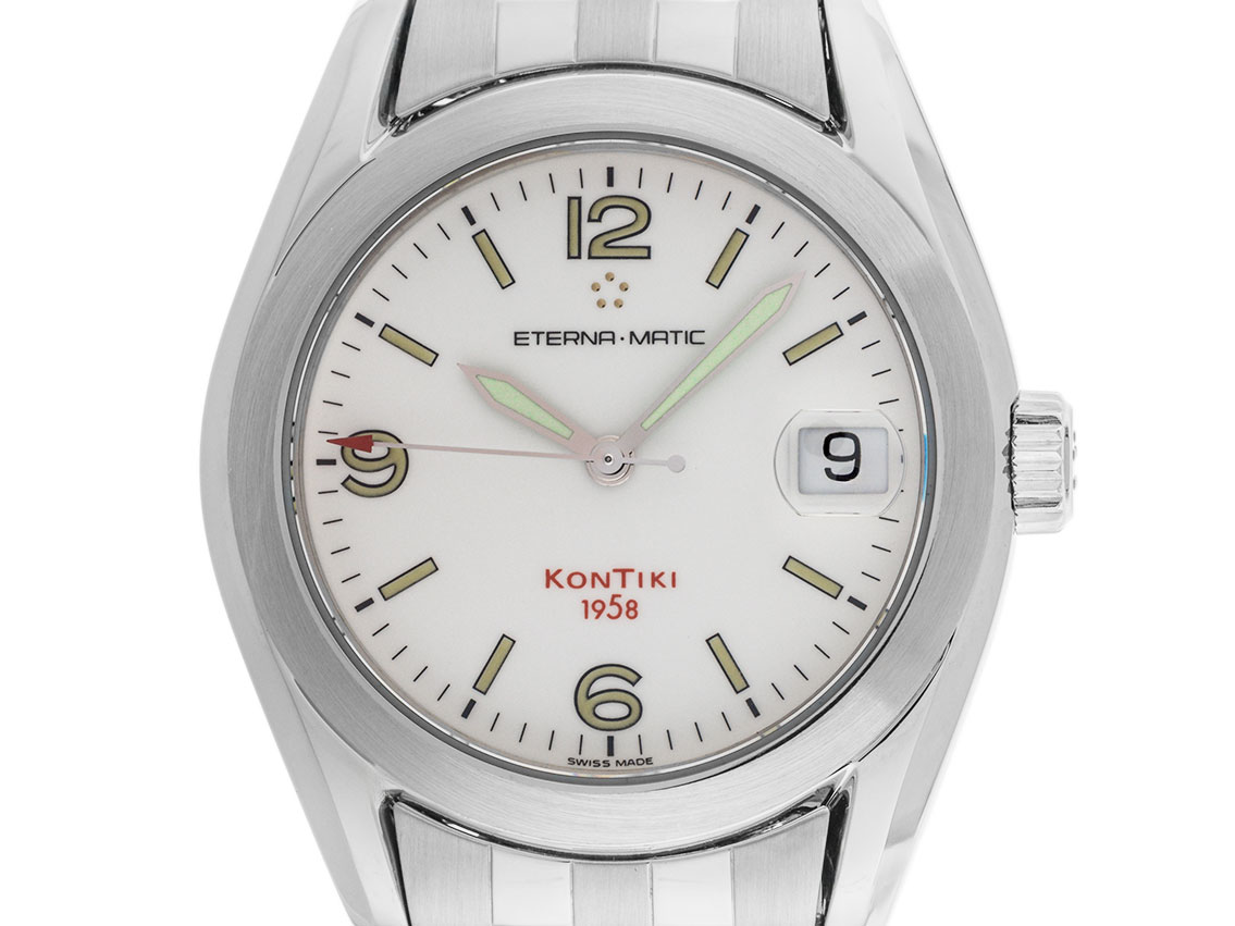 Eterna Matic Kontiki 1958 red - Edelstahl - Armand Edelstahl