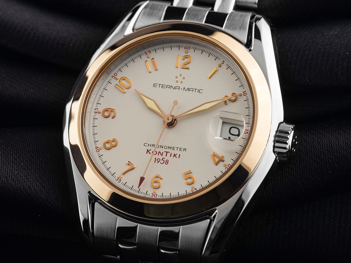 Eterna Matic Kontiki 1958 red - Stahl / Gelbgold - Armand