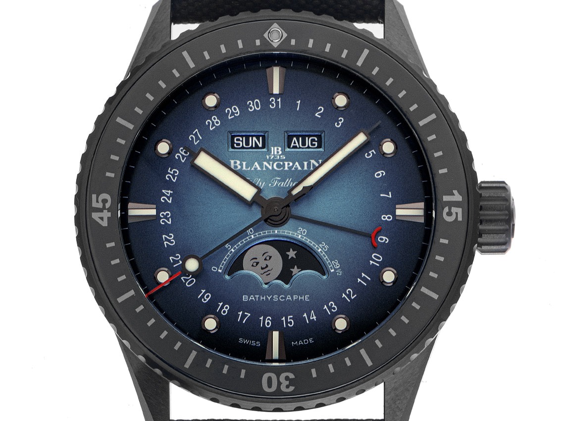 Blancpain Fifty Fathom Bathyscaphe Quantième Complet Phases de Lune Ref.5054 0140 O52A 2025 Full Set Ungetragen