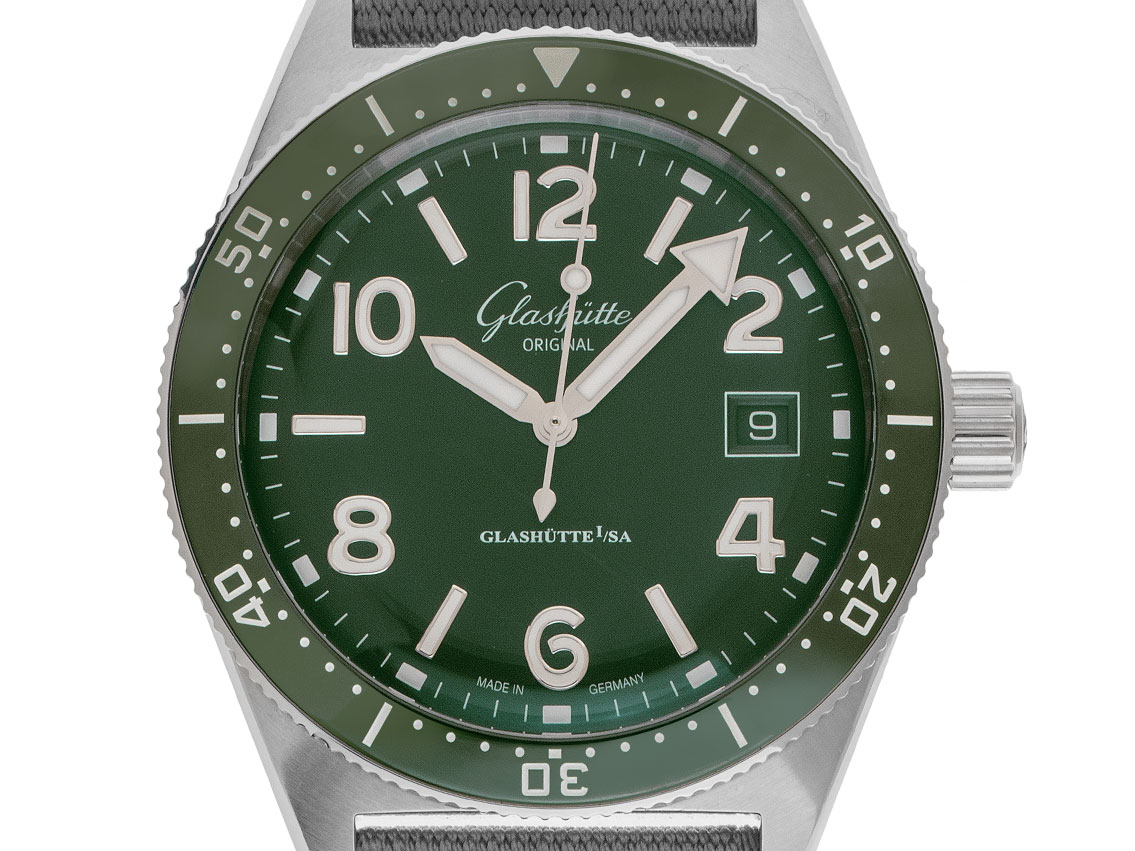 Glashütte Original SeaQ Faltschließe Green Dial Edelstahl