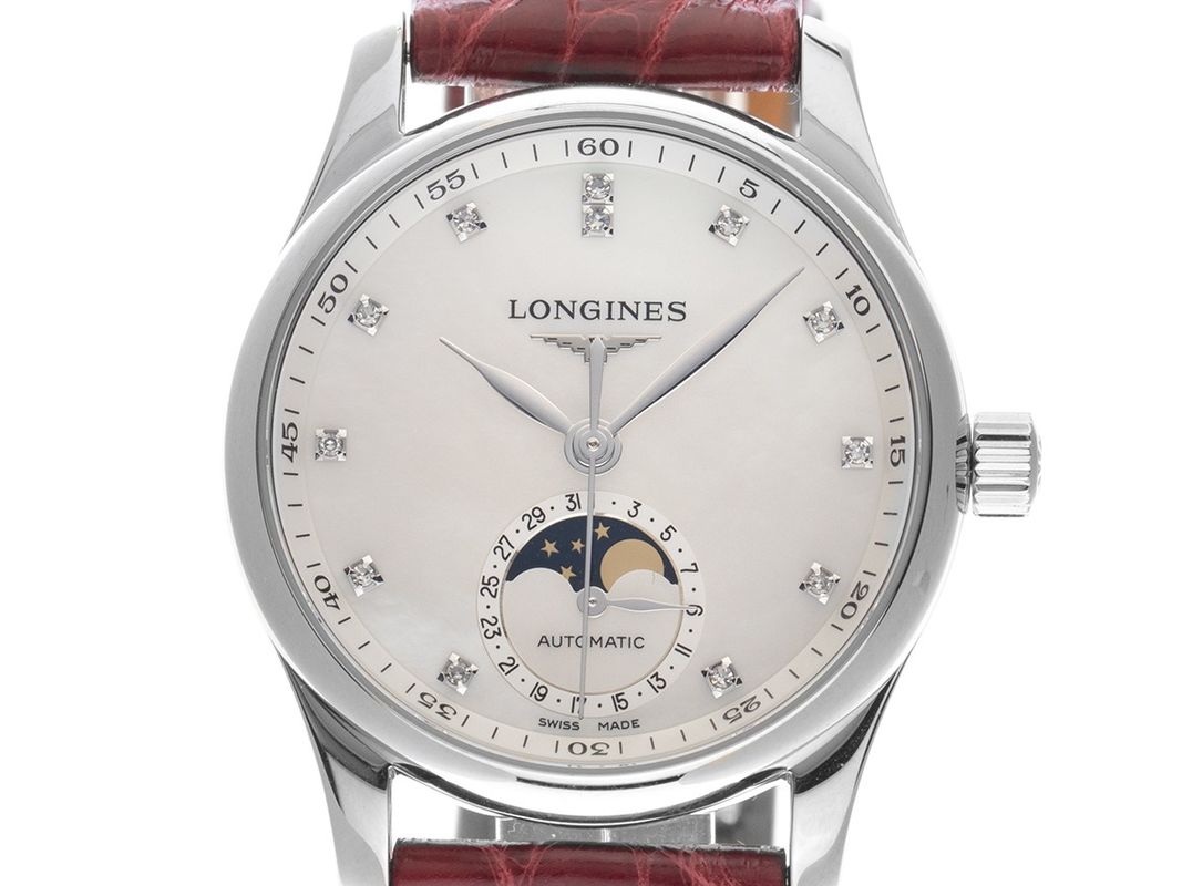 Longines Master Collection Diamanten Perlmutt Mondphase Krokoleder
