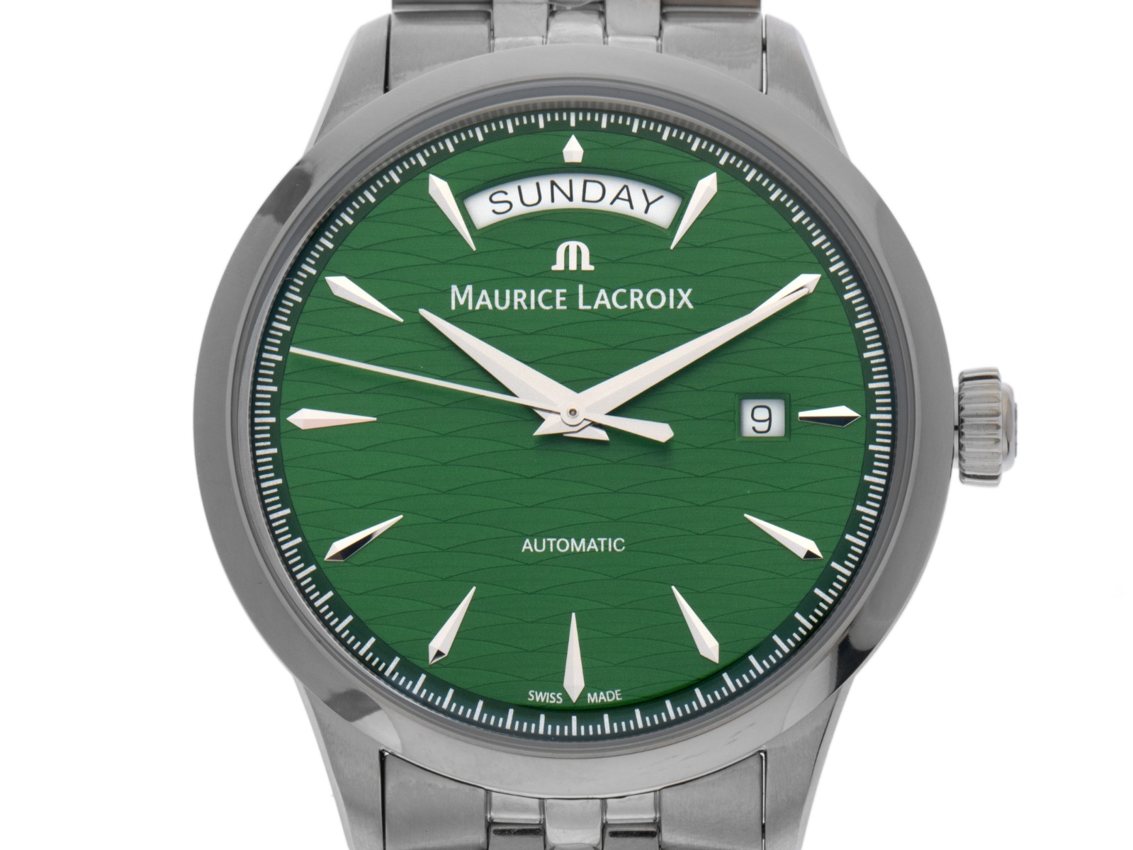 Maurice Lacroix 1975 Legacy Vagues Du Jura Day-Date Ref.756058-SS002-630-1 Full Set Neu