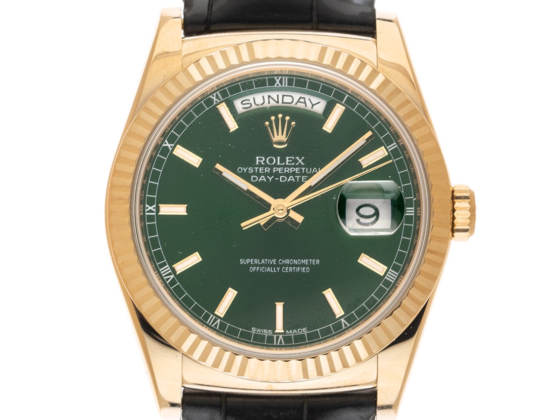 Rolex Day Date Green Dial Ref.118138 2017 Full Set wie Neu Vintage 