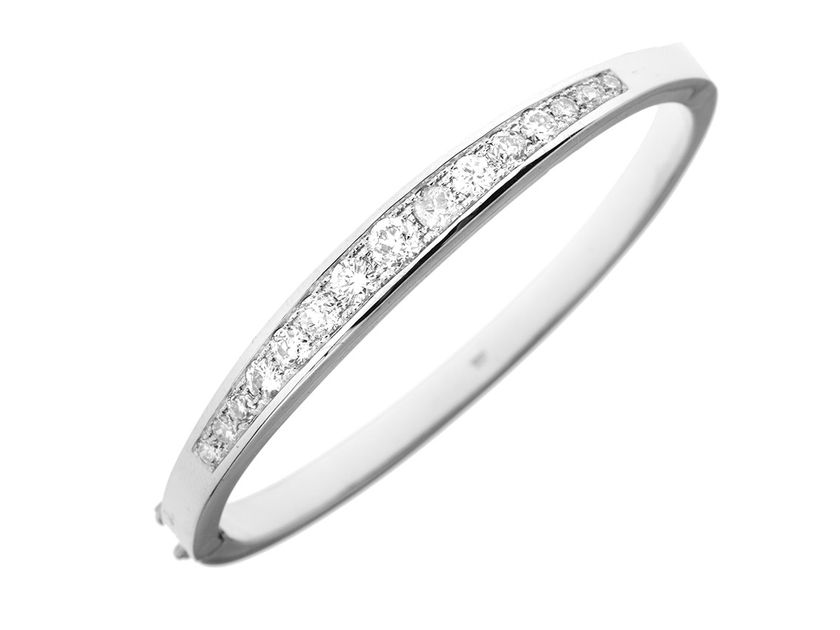 Armreif 18kt Weißgold 48,1g Diamanten 3,02ct 170mm mit Expertise