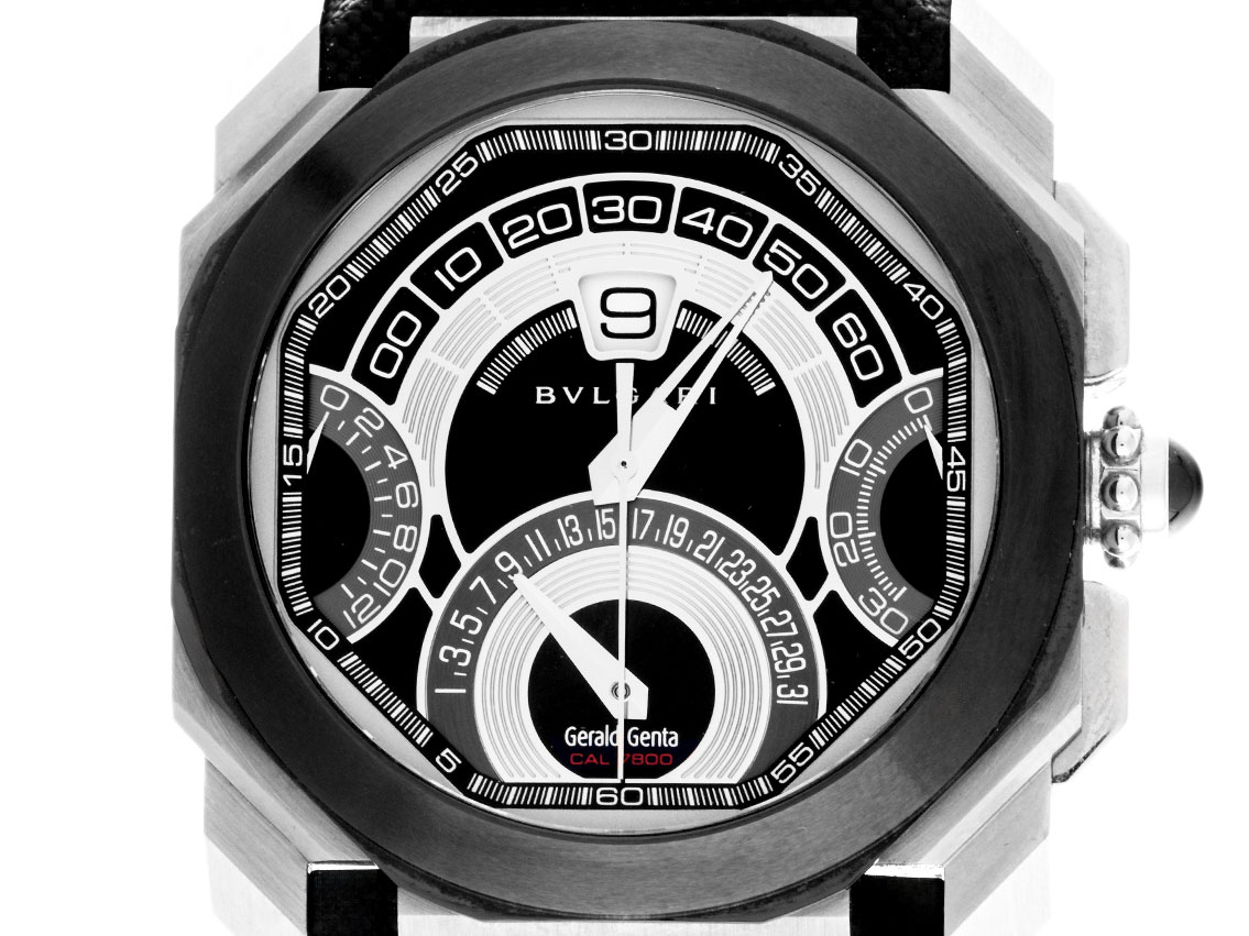 Bulgari Octo Gerald Genta Quadri-Retro Ref.BGO45SCCHQR 2012 Full Set wie Neu Vintage