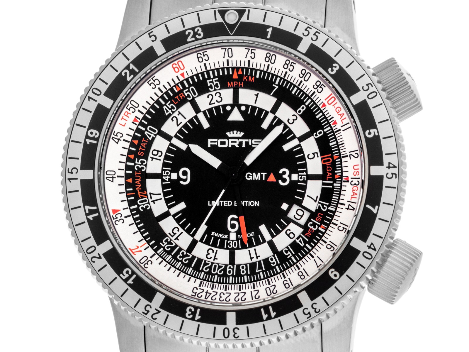 Fortis B-47 Calculator GMT 3 Time Zones Ref.669.10.31M 2013 Full Set wie Neu Vintage