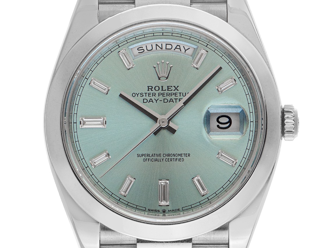 Rolex Day-Date 950 Platin Diamanten Ref.228206 Bj.2021 Full Set wie Neu