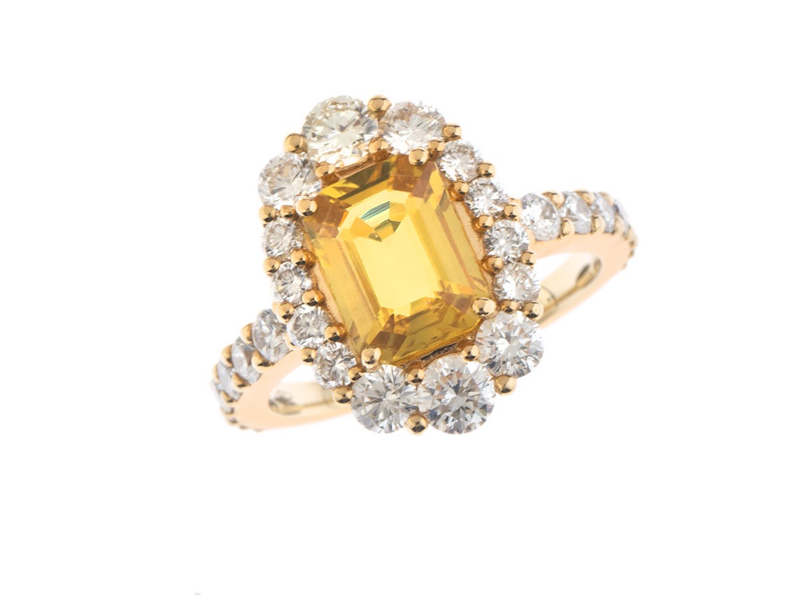 Ring 18kt Gelbgold 7,3g Diamanten 1,75ct Chrysoberyll 6,00ct