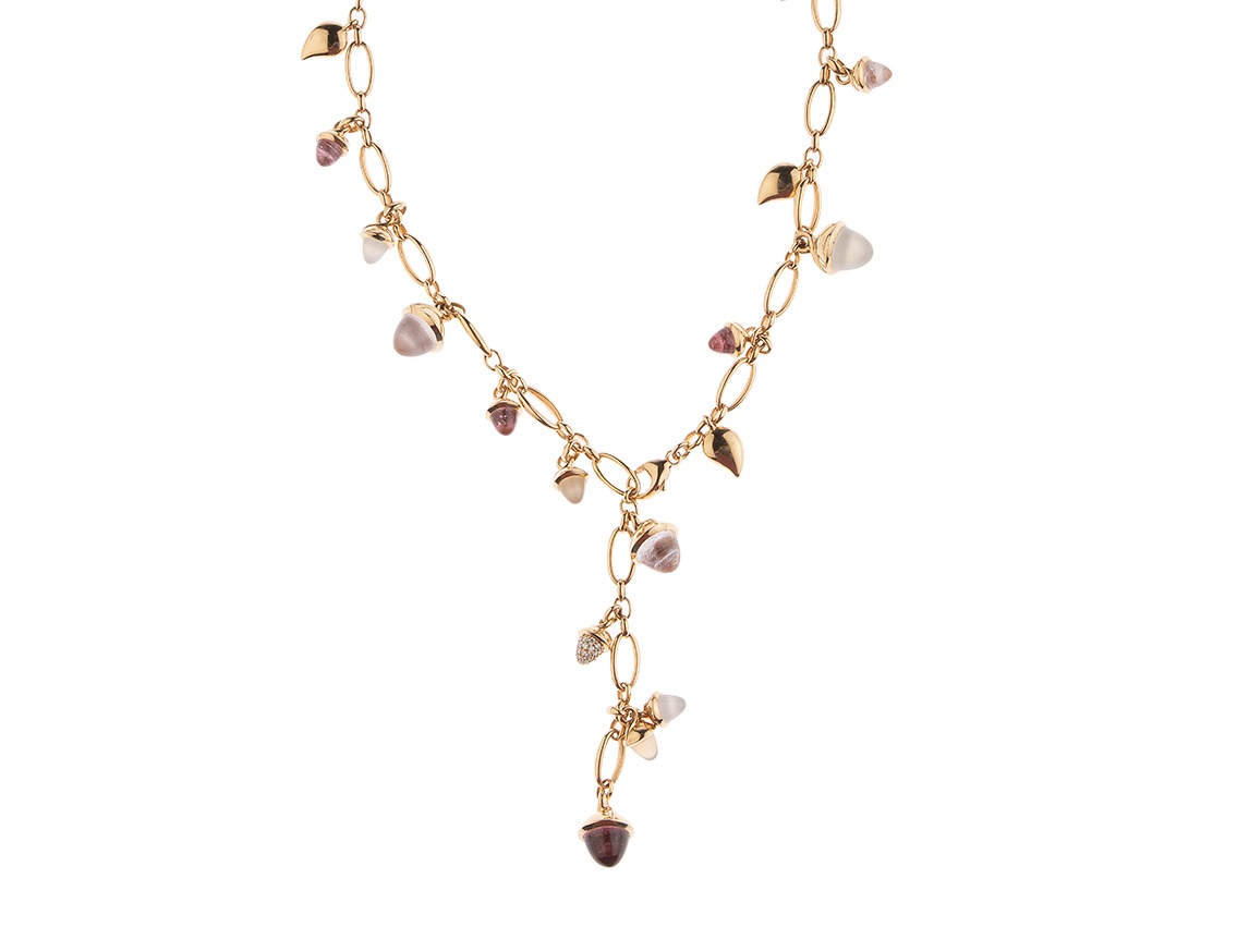 Tamara Comolli Halskette Mikado Blush 18kt Roségold Diamanten Mondstein Morganit Rosenquarz Turmalin 47,0g 560mm mit Box und Zertifikat