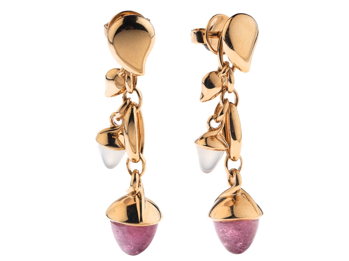 Tamara Comolli Ohrringe Mikado Dangling 2 Acorn Blush 18kt Roségold Amethyst Pinker Turmalin 12,0g mit Box und Zertifikat