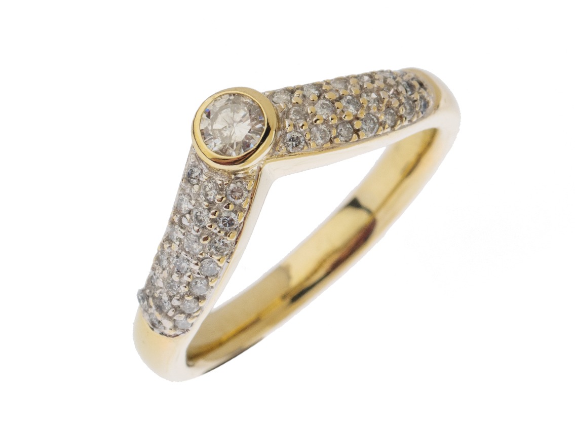Ring 14kt Gelbgold 5,5g Diamanten 0,60ct mit Box
