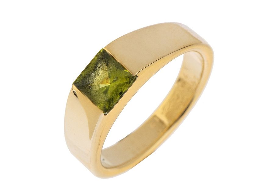 Cartier Ring Tank 18kt Gelbgold 9,3g Peridot mit Box