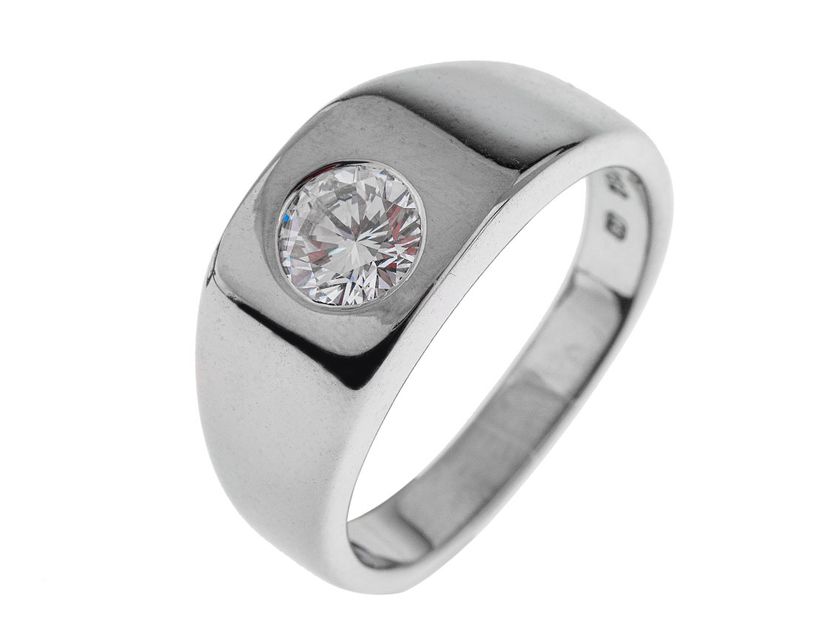 Ring Solitär 18kt Weißgold 13,9g Diamant 1,05ct