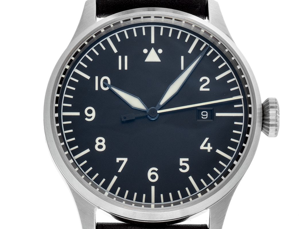 Laco Fliegeruhr Stuttgart Pro Edelstahl Armand Leder 43mm