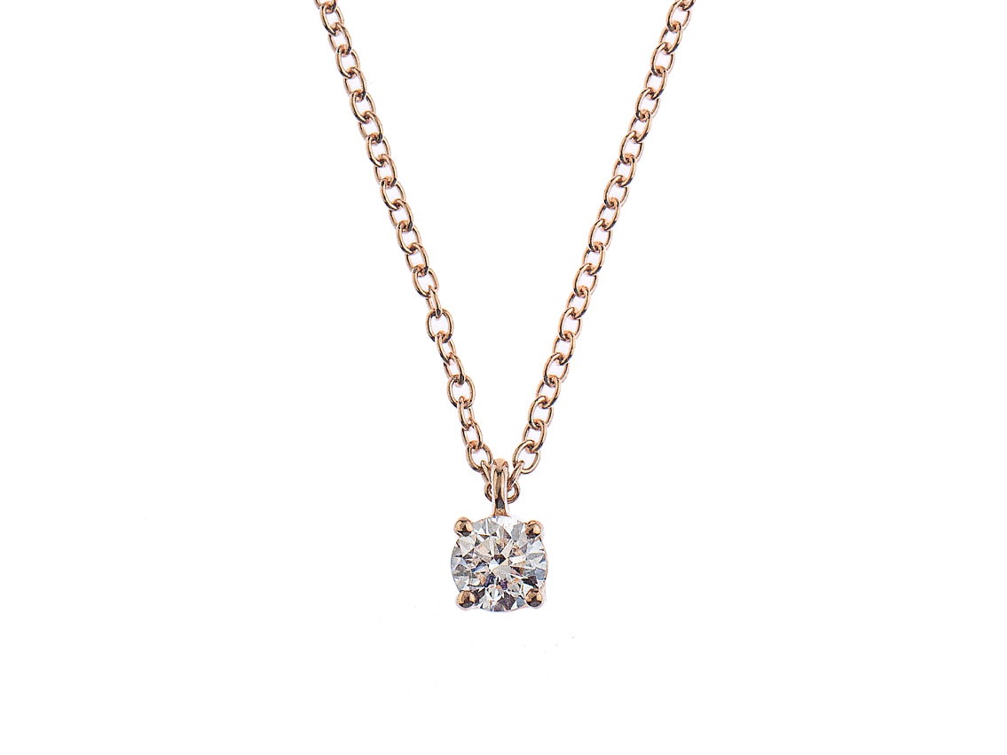 Alberti Halskette Anhänger Solitär 18kt Roségold 2,4g Diamant 0,30ct 460mm inkl. GIA Zertifikat