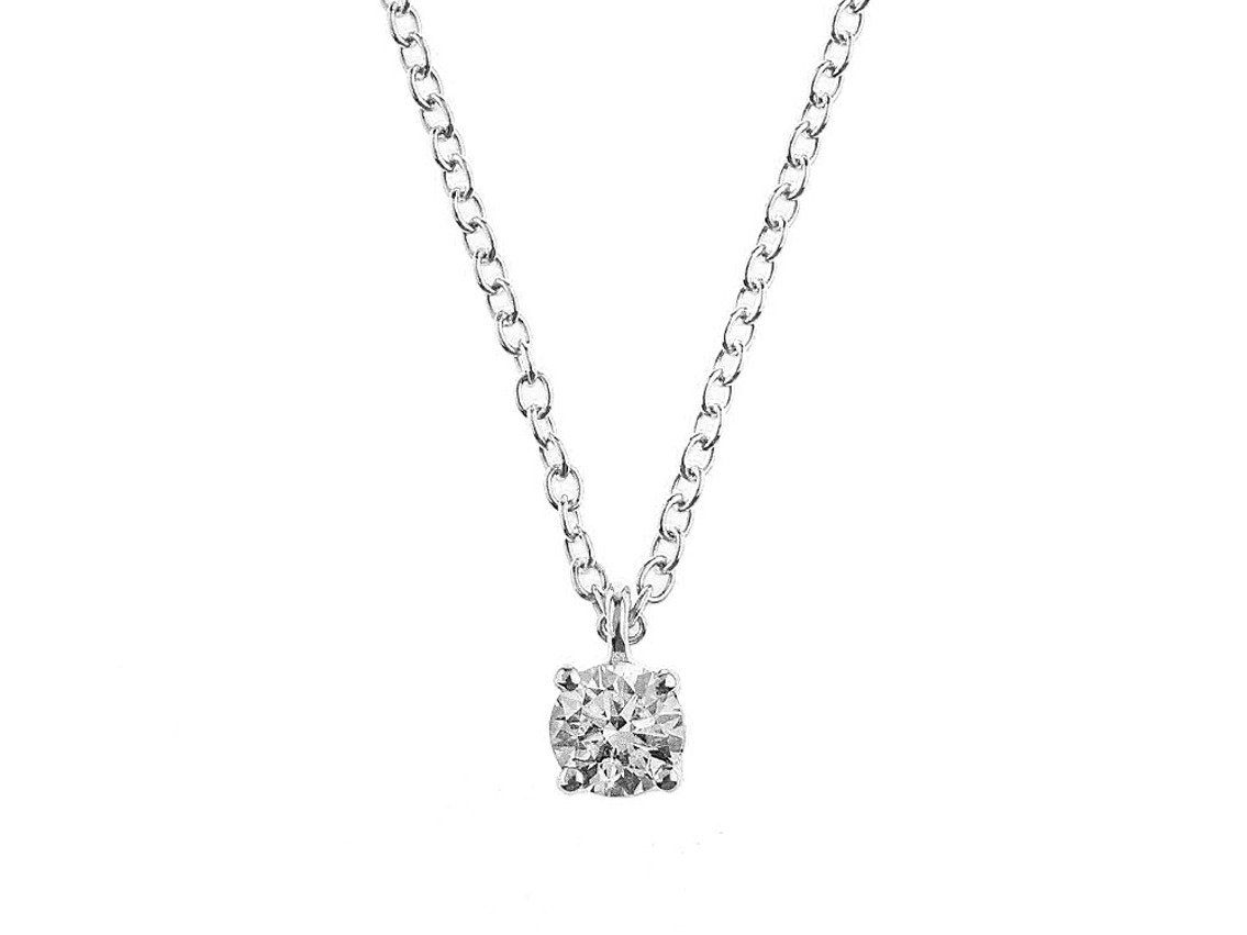 Alberti Halskette Anhänger Solitär 18kt Weißgold 2,7g Diamant 0,80ct mit GIA Zertifikat