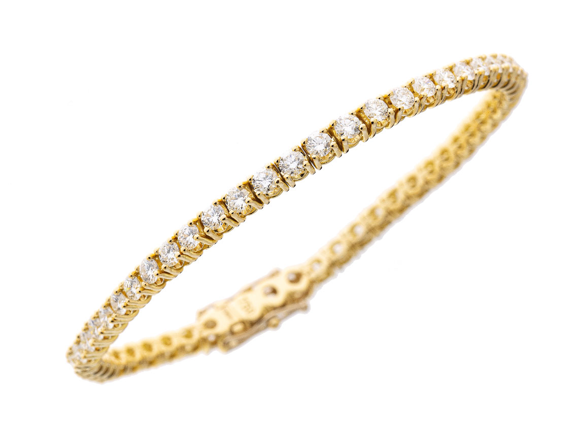 Alberti Armband Tennis 18kt Gelbgold 13,3g Diamanten 4,70ct 165mm mit Zertifikat 
