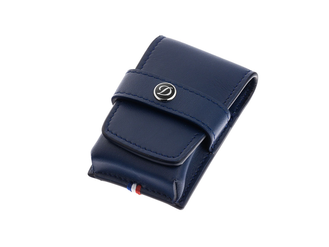 S.T. Dupont Feuerzeug Etui Linie D Leder blau Ref.180026 Full Set