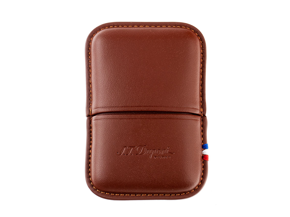 S.T. Dupont Feuerzeugetui Line 2 Leder Braun Ref. 183071 Full Set 